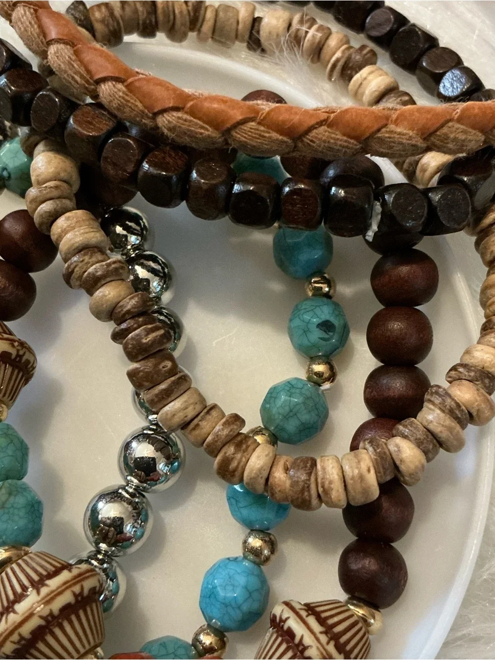 Set of six boho style bracelets